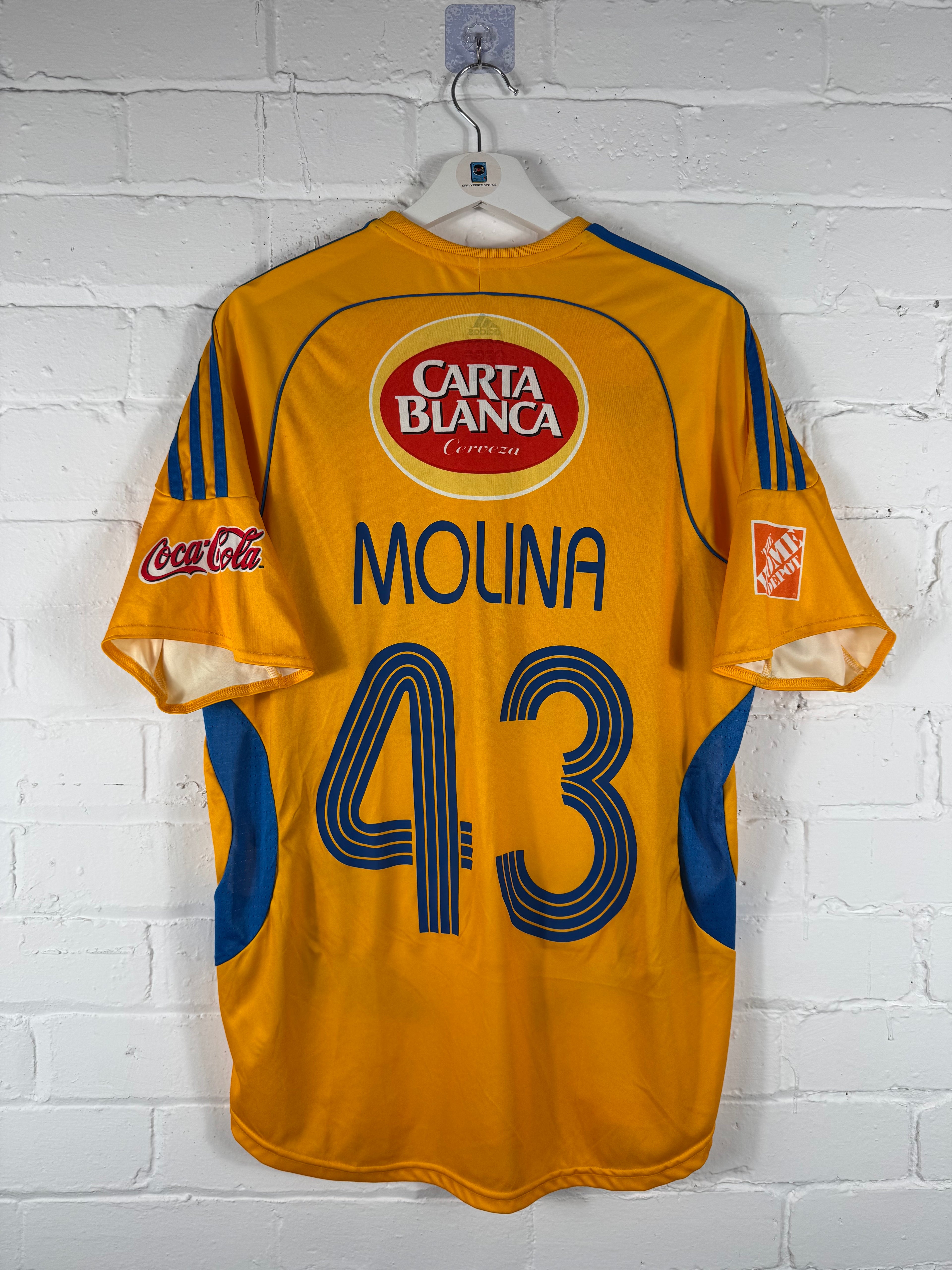 2007 / 08 Tigres UANL Home Adidas Medium Football Shirt Molina 43 Player Spec